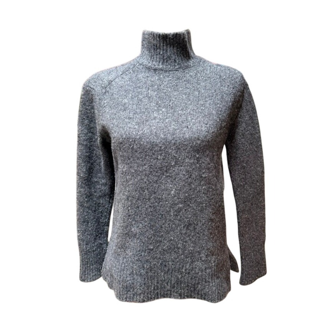 Vince Funnel Mock Neck Sweater Gray XS Wool Alpaca Blend Marled Minimalist Warm